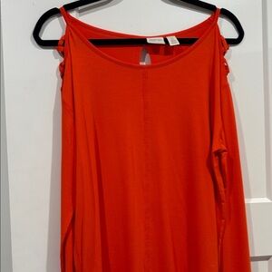 Sleeper Orange Cold-Shoulder Women's Top